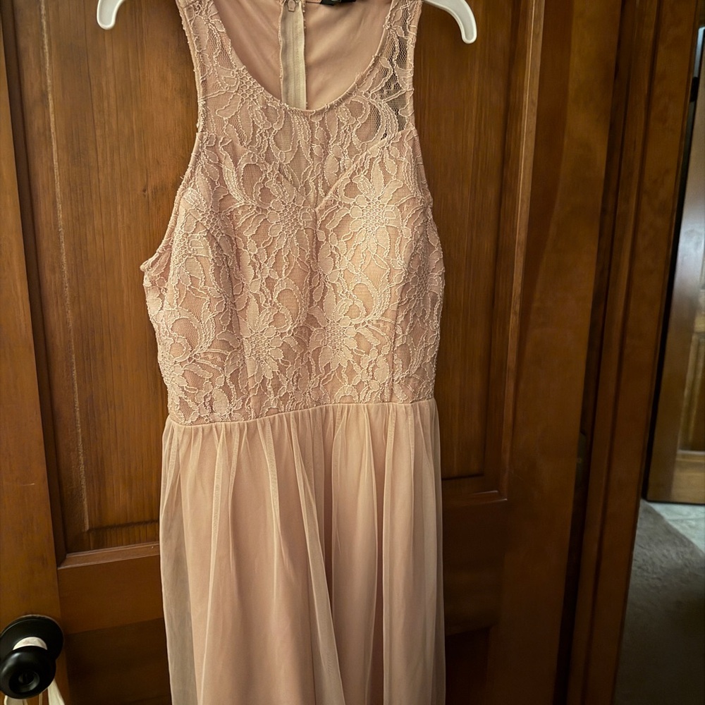 Speechless Lace Overlay Pink Dress